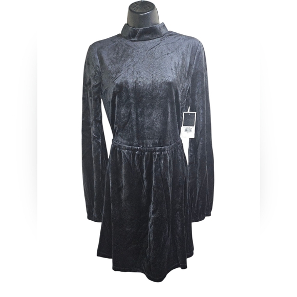 NWT Juicy Couture Babydoll Dress Open Back Velour Black Small - Picture 1 of 10